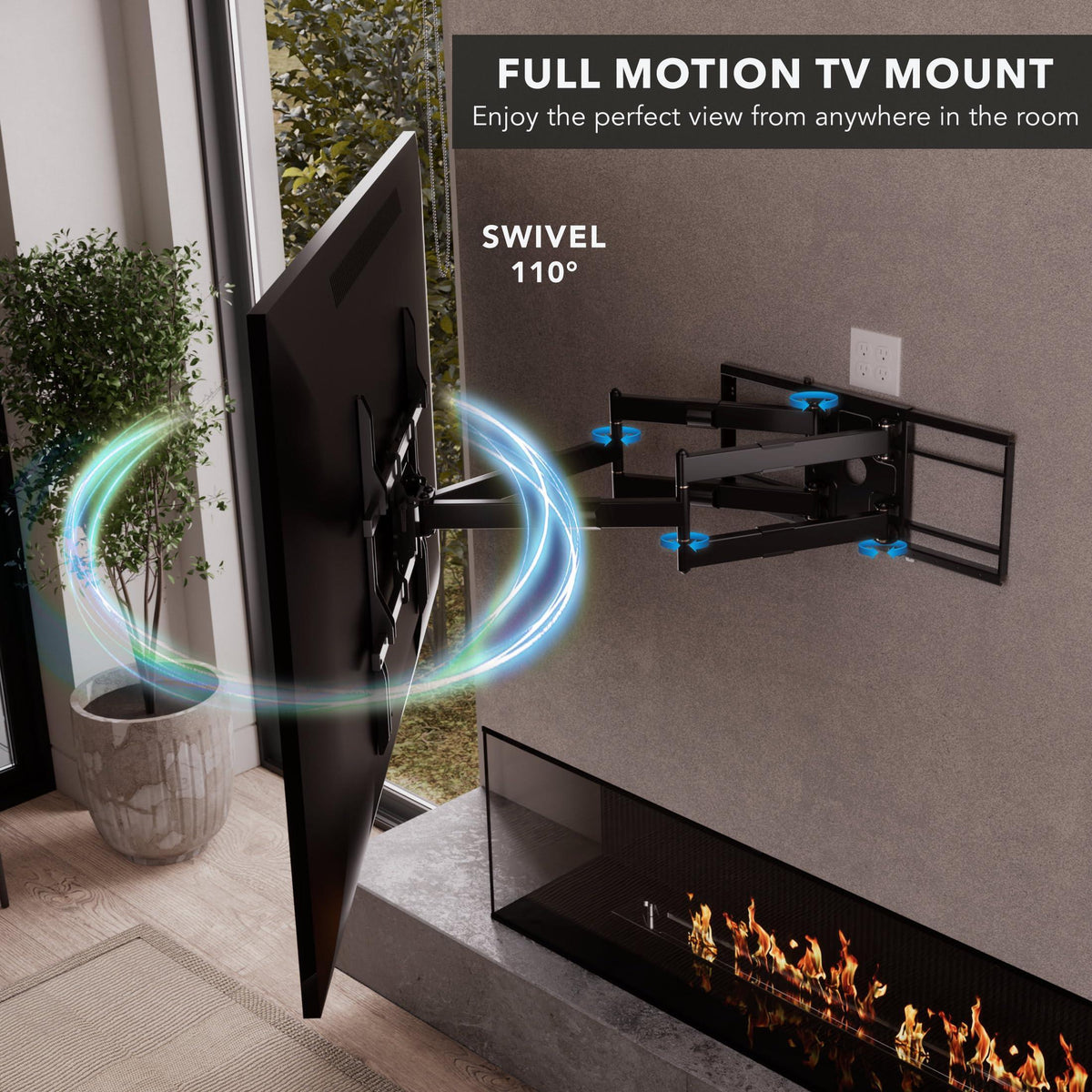 Mount-It! Full Motion TV Wall Mount with 39 Inch Long Extension Arms - 275 Lbs Capacity Heavy Duty Dual Arm TV Mount | Large 800 x 600mm VESA Holds 65 to 110 Inch TVs | Fits 16 and 24 Inch Studs