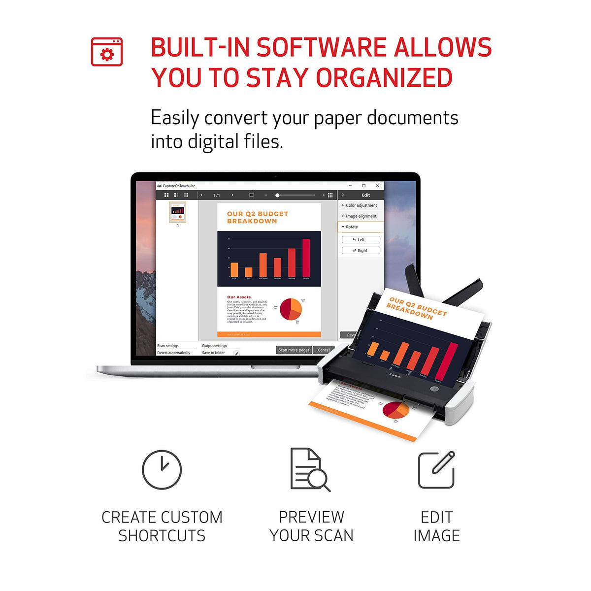 Canon imageFORMULA R10 - Portable Document Scanner, USB Powered, Duplex Scanning, Document Feeder, Easy Setup, Convenient, Perfect for Mobile Users