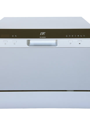 SPT SD-2224DS ENERGY STAR Compact Countertop Dishwasher with Delay Start - Portable Dishwasher with Stainless Steel Interior and 6 Place Settings Rack Silverware Basket, Silver