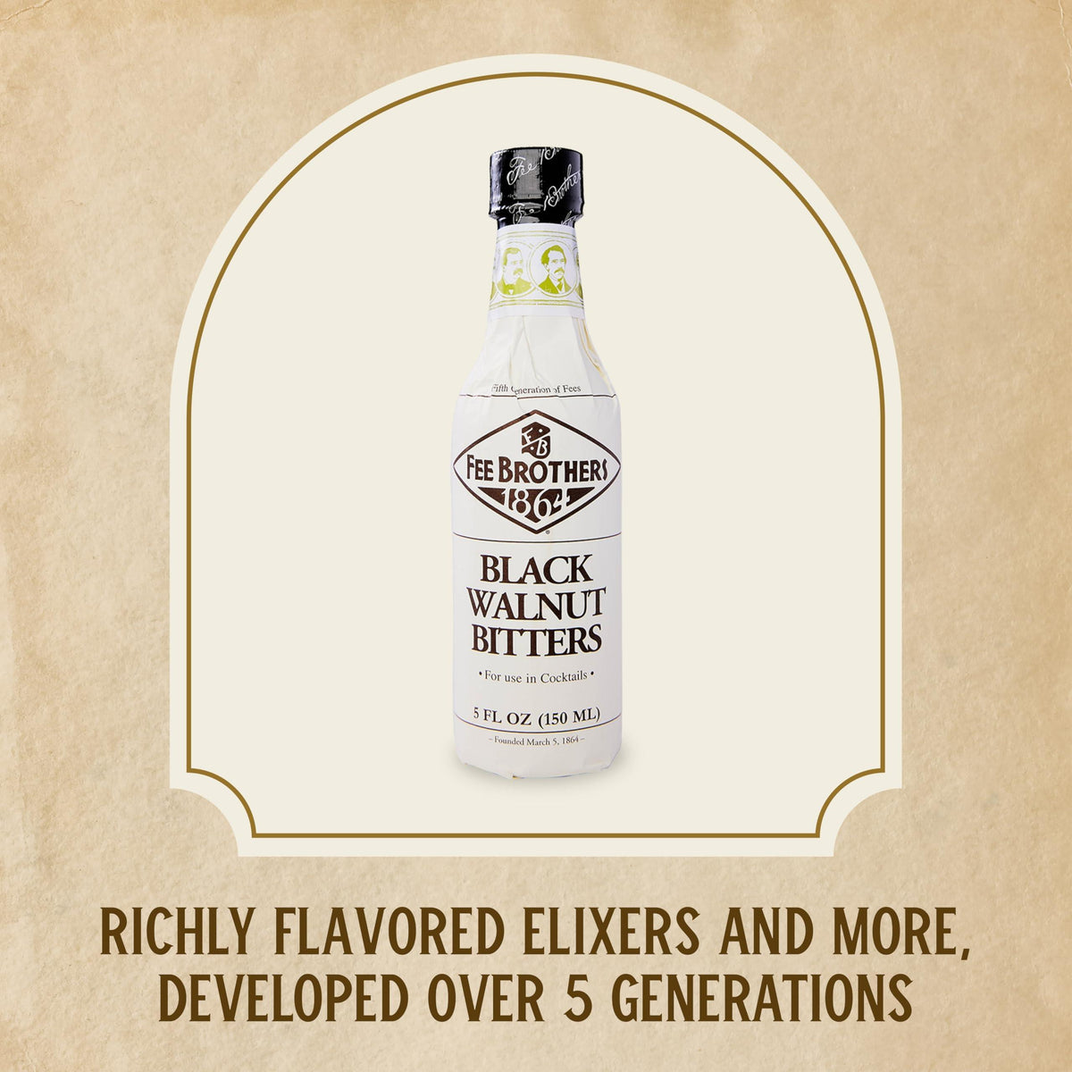 Fee Brothers Black Walnut Cocktail Bitters - Aromatic Cocktail Mixer & Concentrated Flavoring, Gluten Free, Vegan-Friendly, 5 fl oz