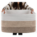 OIAHOMY Large Blanket Basket, 22??17??12??Rectangle Woven Baskets, Nursery Blanket Storage Living Room, Toy Storage With Handle, Large Baskets for Organizing-Gradient Yellow