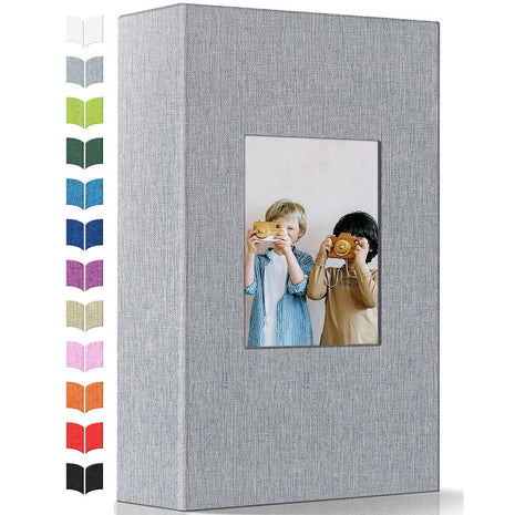 Artfeel Photo Album 4x6 with 300 Pockets,Slip-in Picture Albums,Linen Cover Memory Book with Front Window,White Page Vertical Photo Book for Wedding,Family,Anniversare,Baby,Vacation,Father's Day