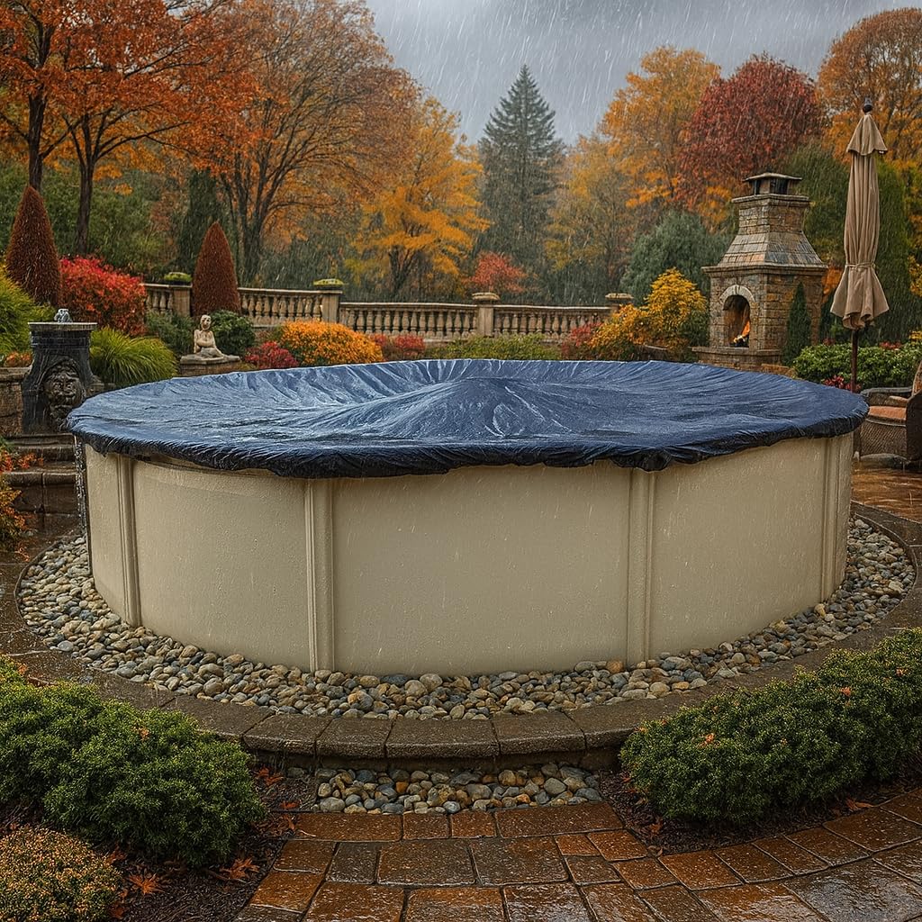 Winter Block 24’ ft. Round Pool Winter Cover for Above Ground Pools - 8-Year Warranty, Cold and UV Resistant, Weatherproof and Durable, Winch & Cable Included