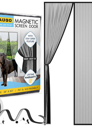 AUGO Magnetic Screen Door - Self Sealing, Heavy Duty, Hands Free Mesh Partition Keeps Bugs Out - Pet and Kid Friendly - Patent Pending Keep Open Feature - 38 Inch x 83 Inch