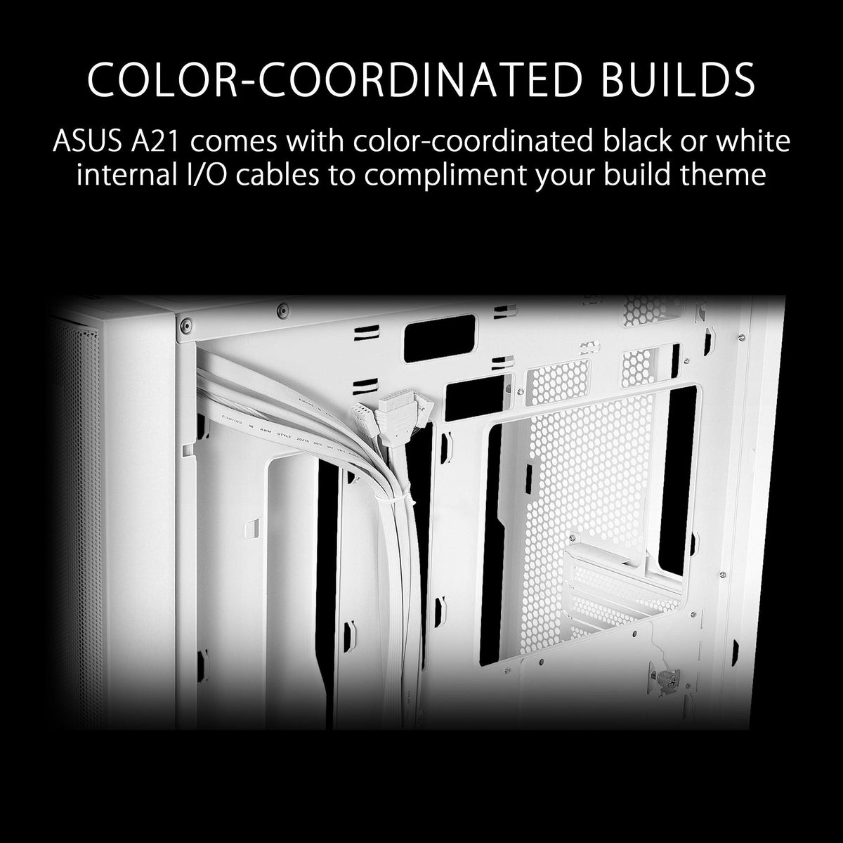 ASUS A21 Micro-ATX Case White Edition Supports Graphics Cards up to 380mm, 360mm Coolers, & Standard ATX PSUs, Porous Front-Panel Mesh, Compatible with New BTF Hidden Connector Technology