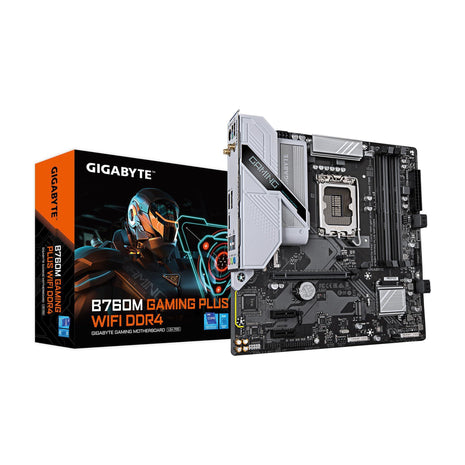 GIGABYTE B760M Gaming Plus WiFi DDR4 LGA 1700 Intel B760 M-ATX Motherboard, 2* M.2, PCIe 4.0, Front USB 3.2 Gen 1 Type-C, 6 GbE LAN, Q-Flash Plus, EZ-Latch
