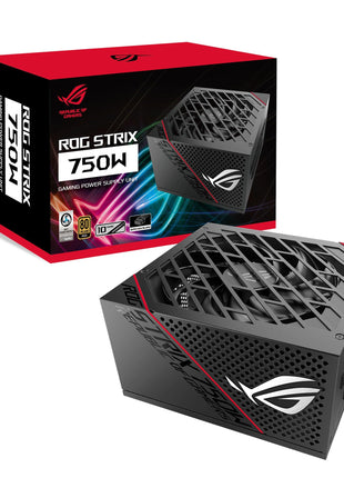 ASUS ROG Strix 750 Fully Modular 80 Plus Gold 750W ATX Power Supply with 0dB Axial Tech Fan and 10 Year Warranty