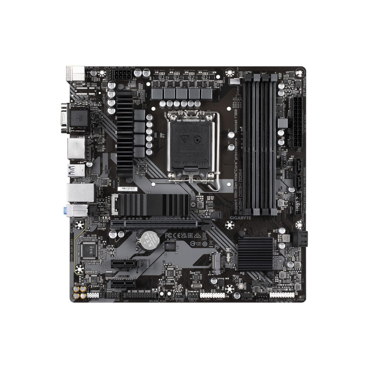 GIGABYTE B760M DS3H DDR4 (LGA 1700/ Intel/ B760/ M-ATX/ DDR4/ Dual M.2/ PCIe 4.0/ USB 3.2 Gen 2 Type-C/ 2.5GbE LAN/Q-Flash Plus/PCIe EZ-Latch/Gaming Motherboard)