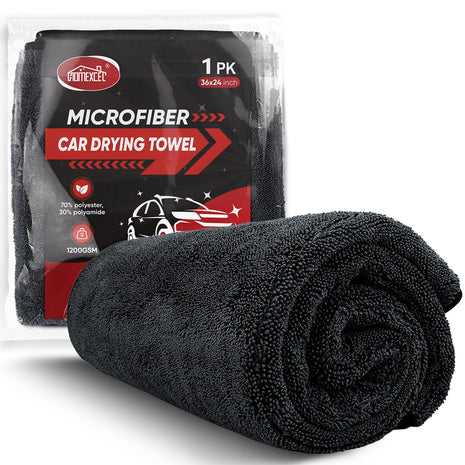 HOMEXCEL Professional Car Drying Towel (36 inchx 24 inch) with Twisted-Loop Technology, 1200GSM for a Streak-Free Finish – Microfiber Towels for Cars, Trucks, SUVs, RVs and Motorcycles