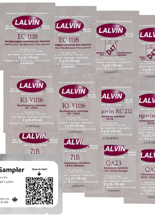 Lalvin Sampler Wine Yeast (12 Pack) - Make Wine Cider Mead Kombucha At Home - 5 g Sachets - Saccharomyces cerevisiae - Sold by CAPYBARA Distributors Inc.