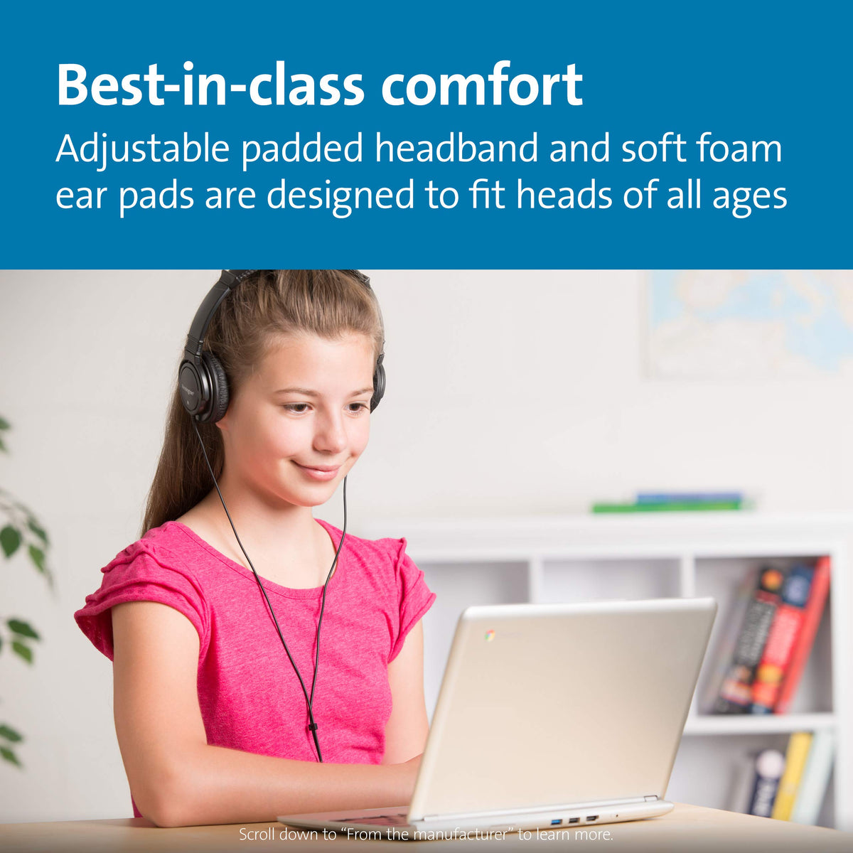 Kensington USB-A Hi-Fi Headphones, On-Ear Headset, 6ft Cord, for Kids, for Adults, for School, Padded Adjustable Headband (K97600WW), Black