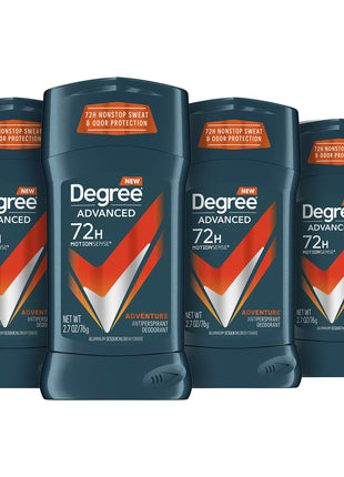 Degree Men Antiperspirant Deodorant Adventure Antiperspirant For Men With MotionSense Technology 2.7 oz, Pack of 4