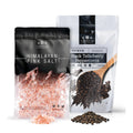 The Spice Lab Pink Himalayan Salt and Pepper Combination Gift Pack (Coarse Salt + Peppercorn Bags)