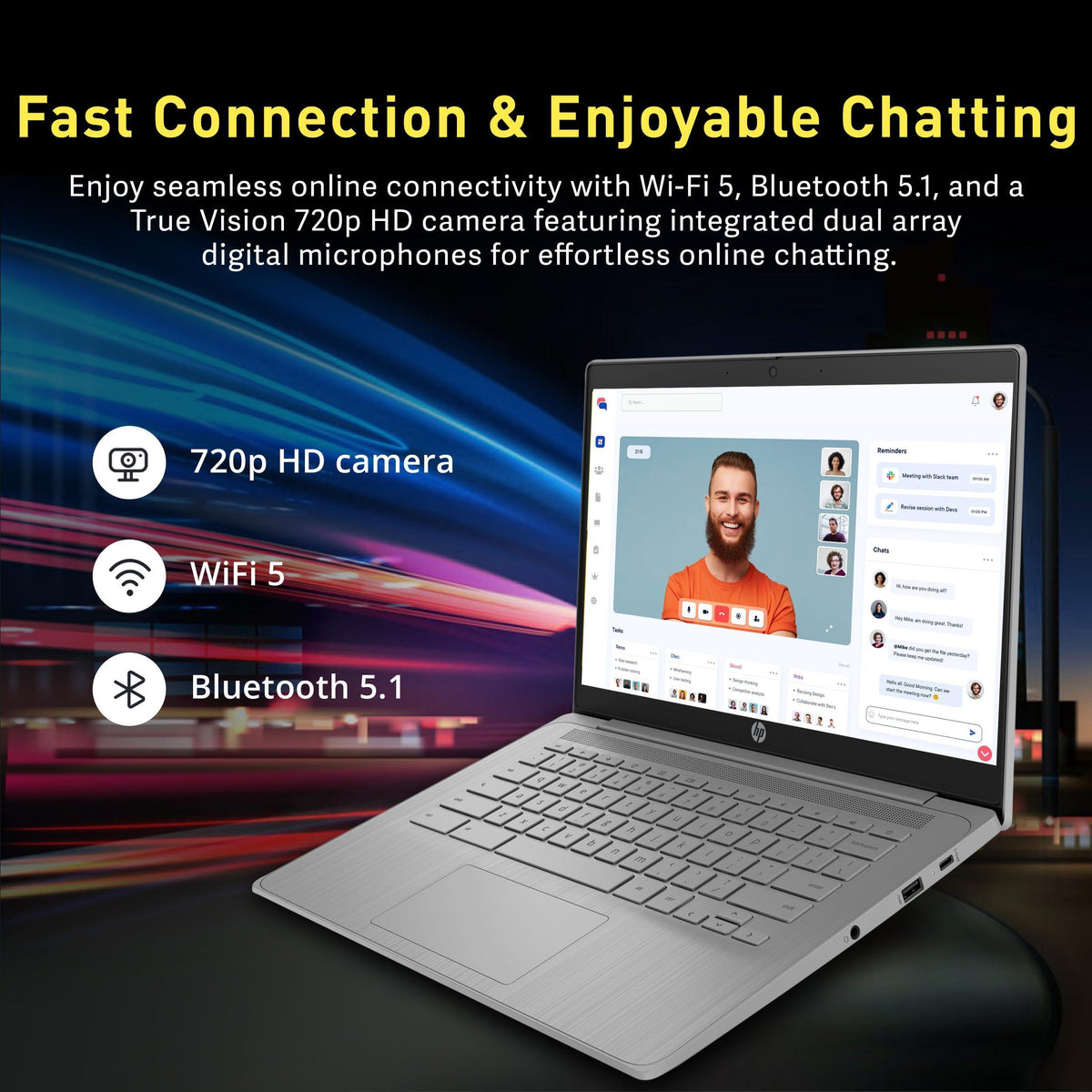 HP Chromebook 14" HD Laptop for Business & Students, Intel Celeron N4120, 4GB LPDDR4, 224GB Storage(64GB eMMC+160GB Docking Station), UHD Graphics, Webcam, Long Battery Life, Chrome OS, Modern Gray