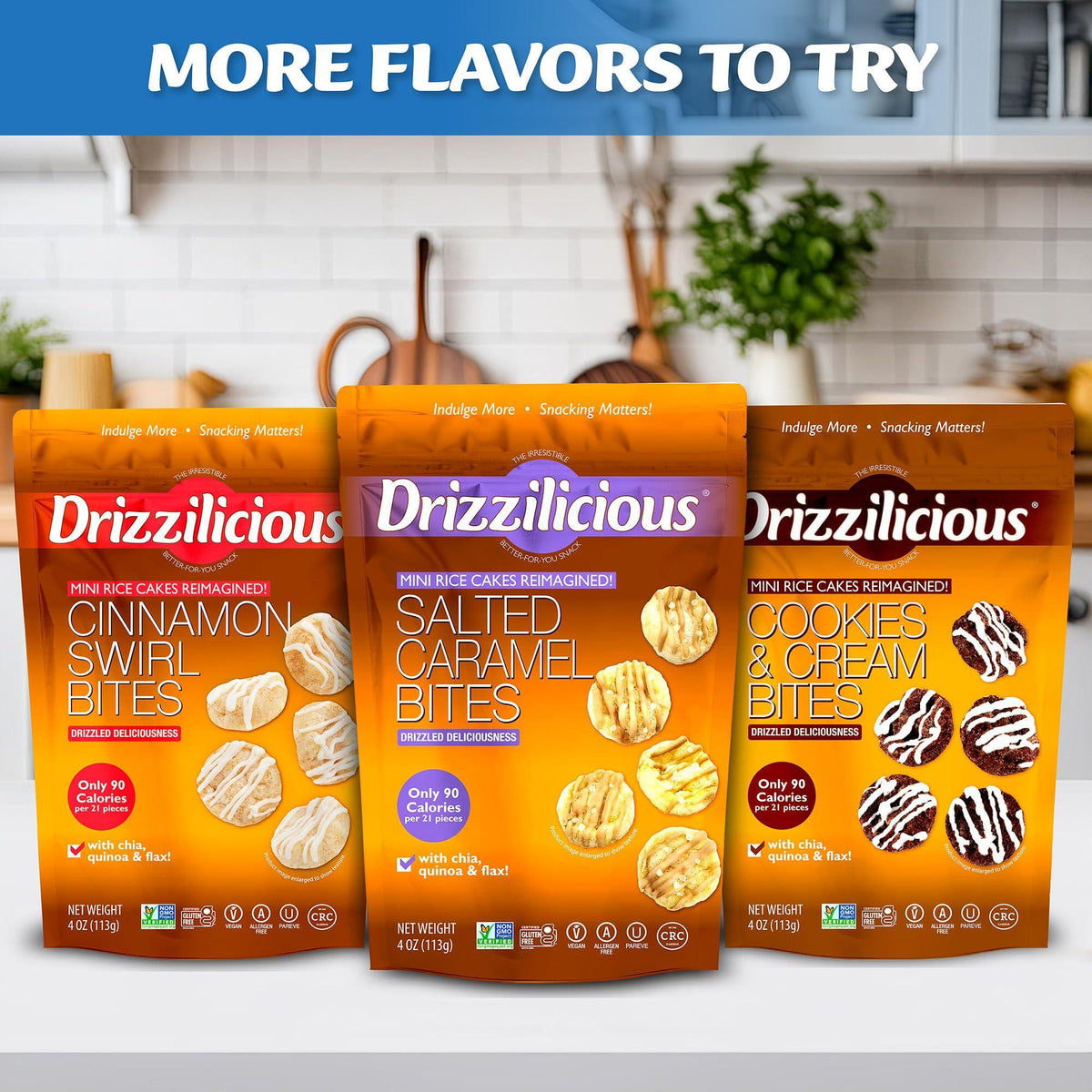 Drizzilicious Mini Rice Cakes Birthday Cake - Rice Crisps, Healthy Snack for Adults and Kids, Flavored Rice Cakes, Vegan, Gluten Free, Allergen Free, Only 90 Calories Per Serving - 4 oz (Pack of 2)