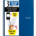 Five Star Spiral Notebook + Study App, 3 Subject, College Ruled Paper, 8-1/2