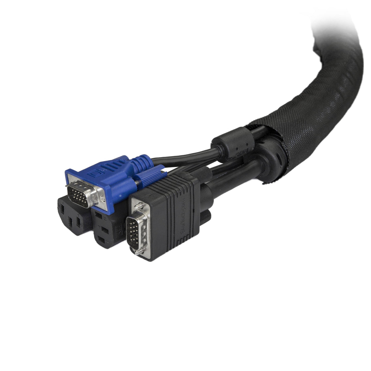 StarTech.com 15' (4.6m) Cable Management Sleeve - Flexible Coiled Cable Wrap - 1.0-1.5" Dia. Expandable Sleeve - Polyester Cord Manager/Protector/Concealer - Black Trimmable Cable Organizer
