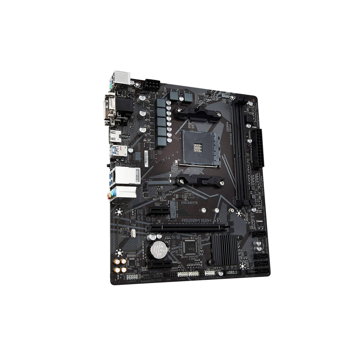 Gigabyte A520M S2H (AMD Ryzen AM4/MicroATX/4+3 Phases Digital PWM/Gigabyte Gaming GbE LAN/NVMe PCIe 3.0 x4 M.2/3 Display Interfaces/Q-Flash Plus/RGB Fusion 2.0/Motherboard)