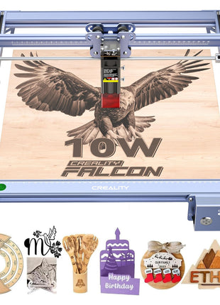 Creality Falcon 10W Laser Engraver Machine, 0.06mm High Precision Laser Engraving Machine 72W Laser Cutter and Engraver Machine for Wood Metal Acrylic Leather, 15.7"×16.3" Workspace