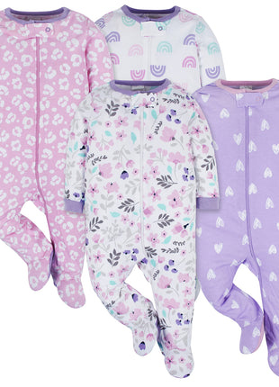 Onesies Brand Baby Girls 4-pack 'N Play Footies Multi And Toddler Sleepers, Rainbows, 0-3 Months US