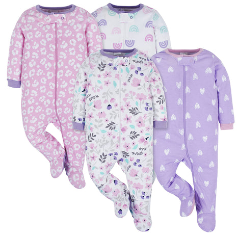 Onesies Brand Baby Girls 4-pack 'N Play Footies Multi And Toddler Sleepers, Rainbows, 0-3 Months US