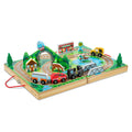 Melissa & Doug Take-Along Railroad Tabletop Playset with Wooden Train Toys, Animals & Scenery Play Pieces, Preschool Learning Toys for Girls & Boys 3+ - FSC Certified