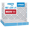 Aerostar 16.375x21.5x1 MERV 11 - 4 Count - Pleated HVAC, Furnace & Air Conditioner Filters - Removes Dust, Cold & Flu Germs, Lint, Mold, Pet Dander, Allergy-Causing Pollen, Smog & Smoke
