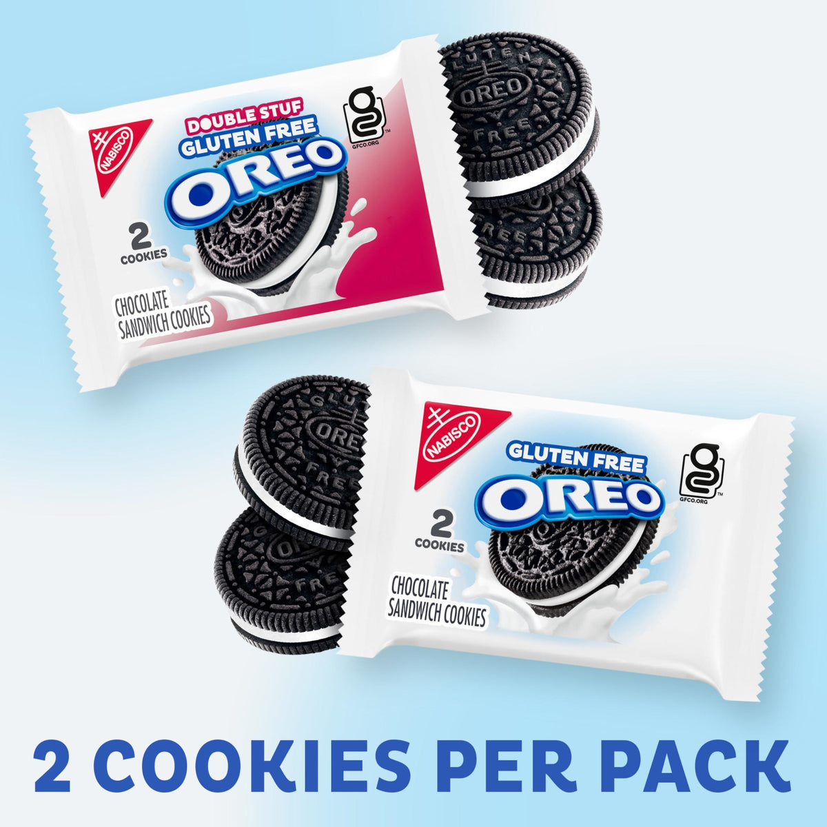 OREO Gluten Free Original & Double Stuf Chocolate Sandwich Cookies Variety Pack, Gluten Free Cookies, 20 Snack Packs (2 Cookies per Pack)