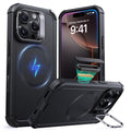 ESR for iPhone 16 Pro Max Case with Stash Stand, Camera Control, 23FT Military-Grade Shock-Absorbing Drop Protection, Compatible with MagSafe Accessories, Magnetic Cyber Series, Black