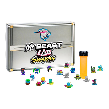 MRBEAST LAB Swarms Atomic Series Cash Case, 18-Pack Micro Beasts | 1-inch figures, 85+ to collect, shake & reveal 2 with water; collectible toy for MrBeast fans, kids 5+