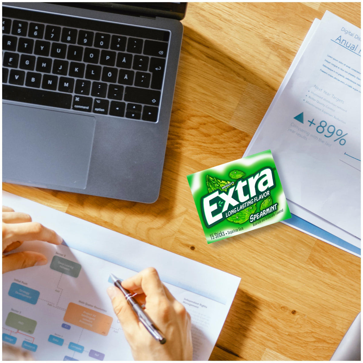 Extra Gum Spearmint Sugarfree Gum Bulk, Individually Wrapped, Perfect for Fresh Breath at School, Work, and Travel 15 Count, Pack of 10