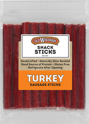 Old Wisconsin Turkey Sausage Snack Sticks, Naturally Smoked, Ready to Eat, High Protein, Low Carb, Keto, Gluten Free, 28 Ounce Resealable Package