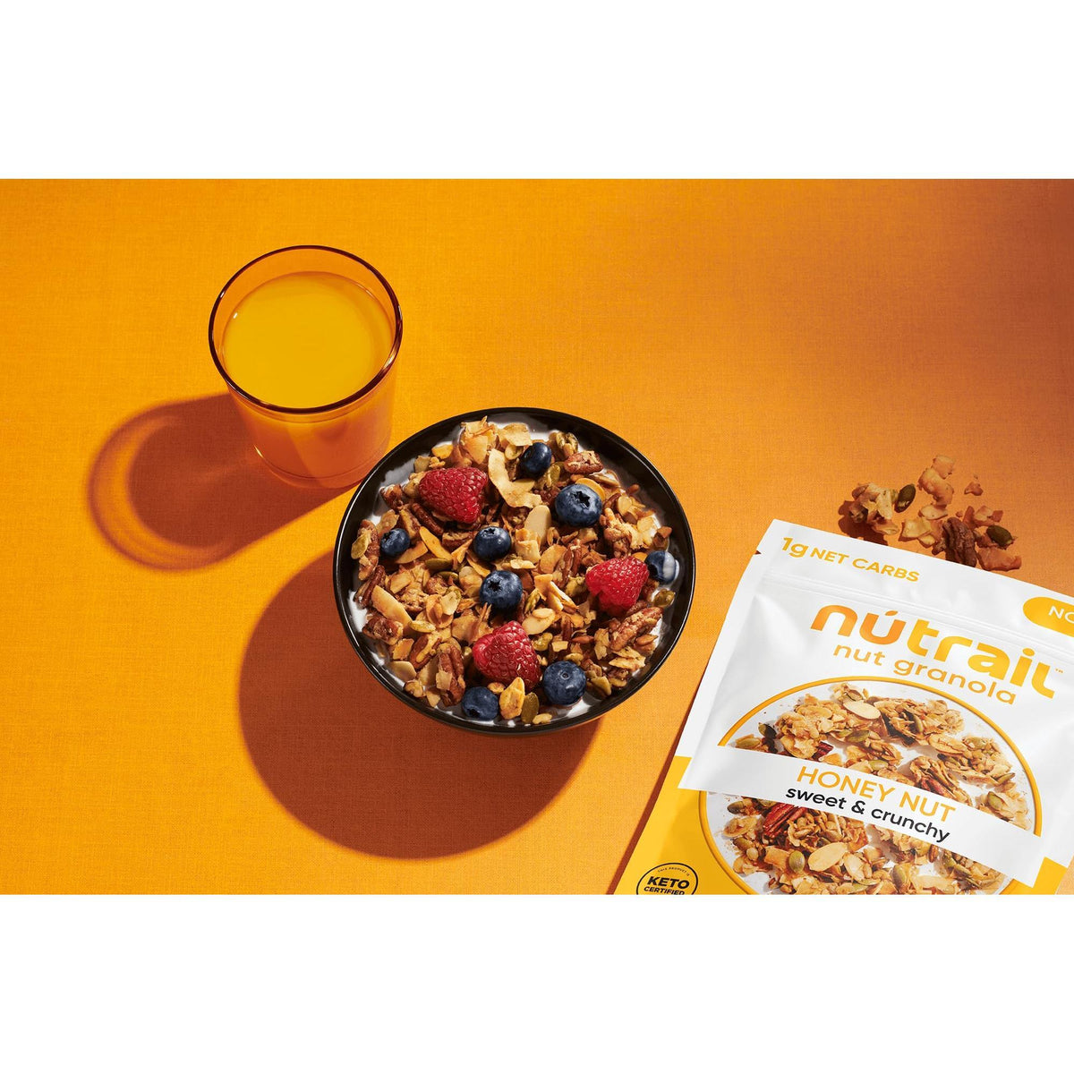 NuTrail Nut Granola Cereal, Honey Nut, No Sugar Added, Keto, Low Carb, Gluten Free, Grain Free, Healthy Breakfast 8 oz. 1 Count