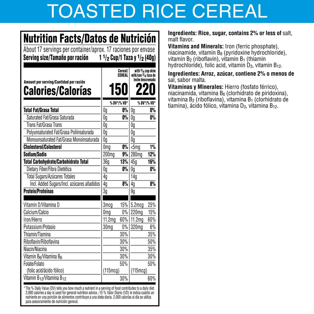 Kellogg's Rice Krispies Cold Breakfast Cereal, 8 Vitamins and Minerals, Rice Krispies Treats, Giant Size, Original, 24oz Box (1 Box)