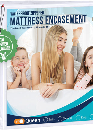 Utopia Bedding Waterproof Mattress Protector Queen Size, Zippered Mattress Encasement Bed Bug and Dust Mite Proof, Absorbent Six Sided Mattress Cover