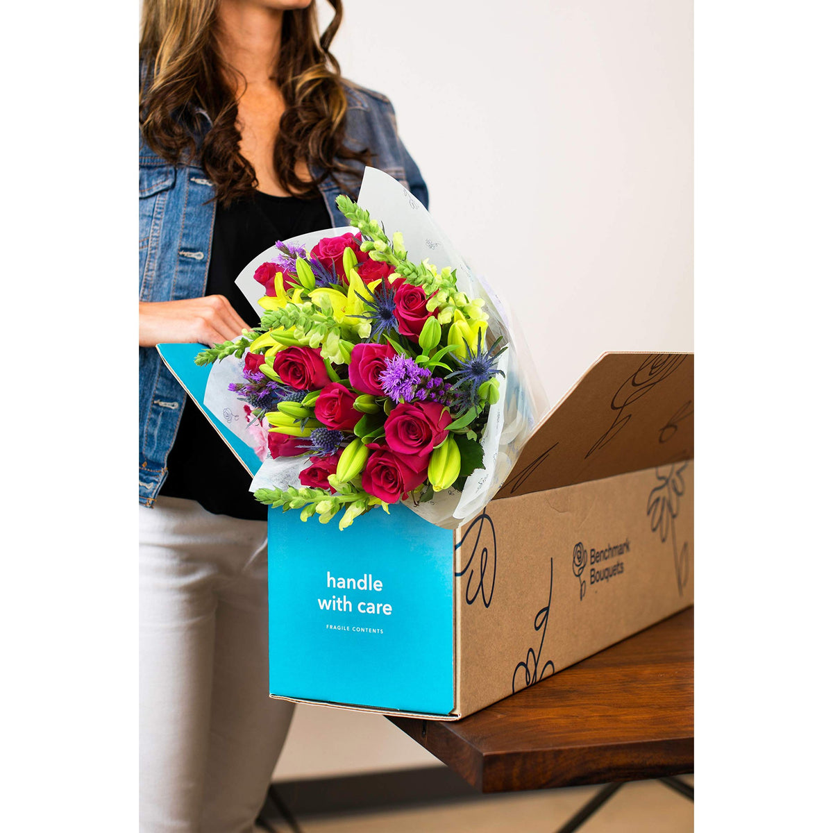 Benchmark Bouquets - Joyful Wishes (Glass Vase Included) - Fresh Flowers for Delivery - Gift for Graduation, Birthday, Anniversary, Sympathy, Get Well, Congratulations