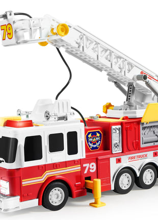 JOYIN Extra Large Kids Fire Truck Toys for Boys with 33-inch Ladder, Lights & Sprinkler Pump, Big Emergency Vehicle, Kids Toys for Age 3, 4, 5, 6, 7, Christmas Birthday Gift for Grandkids