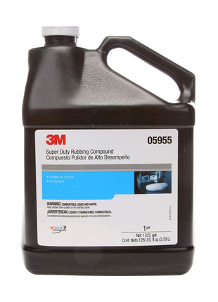 3M Super Duty Rubbing Compound, 05955, 1 gal (10.6 lb), Removes Oxidation, Contains No Waxes or Silicones