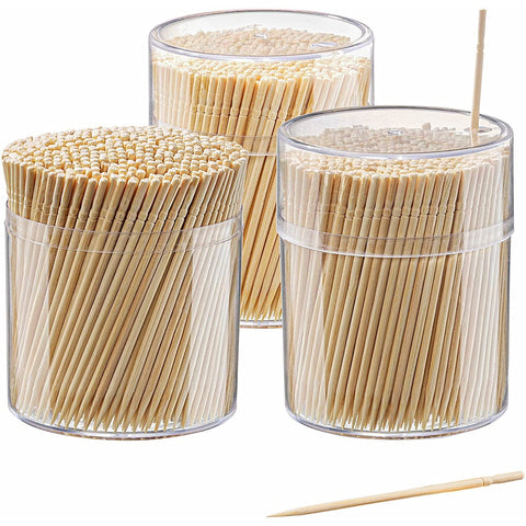 GUSTO [1500 Count] Bamboo Wooden Toothpicks Wood Round Single-Point - (Formerly Comfy Package)