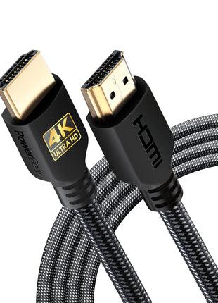 PowerBear 4K HDMI Cable 10 ft | High Speed Hdmi Cables, Braided Nylon & Gold Connectors, 4K @ 60Hz, Ultra HD, 2K, 1080P, ARC & CL3 Rated | for Laptop, Monitor, PS5, PS4, Xbox One, Fire TV, & More