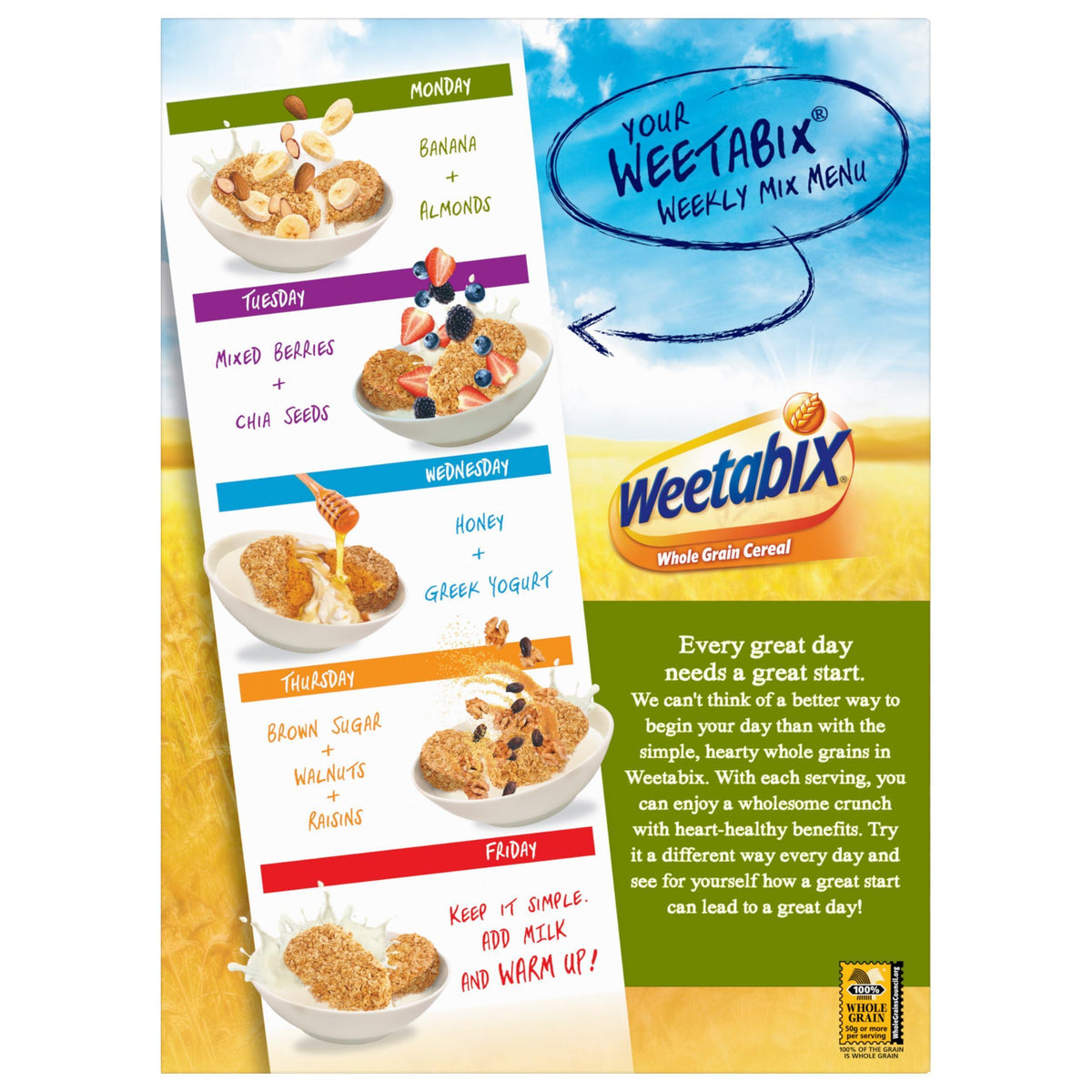 Weetabix Biscuits Whole Grain Cereal, Lightly Sweet Whole Grain Wheat Biscuits, Delicious as Part of Breakfasts or Snacks, 14 OZ Box