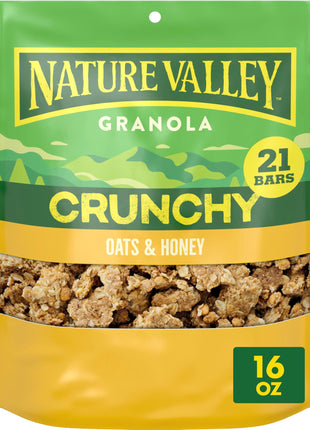 Nature Valley Crunchy Granola, Oats and Honey Granola, Resealable Snack Pouch, 16 oz