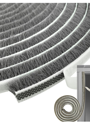 Self-Adhesive Pile Weather Stripping Seal for Sliding Windows and Door Frames, 16.5ft x 11/32 inch, Grey