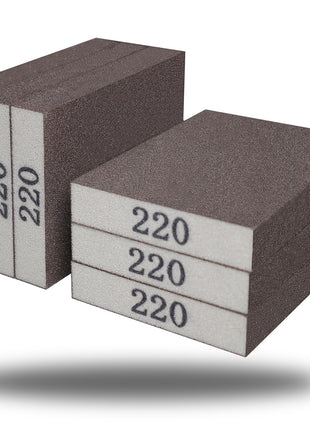 Tonmp 6 Pack 220 Grit Superfine Sanding Sponge, Washable and Reusable Great for Pot Brush Pan Brush Sponge Brush Glasses Sanding Wood Sanding Metal Sanding (220 Grit-6 Pack)