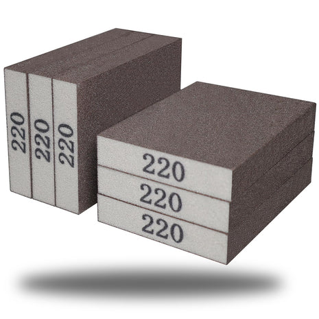 Tonmp 6 Pack 220 Grit Superfine Sanding Sponge, Washable and Reusable Great for Pot Brush Pan Brush Sponge Brush Glasses Sanding Wood Sanding Metal Sanding (220 Grit-6 Pack)