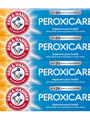 ARM & HAMMER Peroxicare Toothpaste for Gum Health, Baking Soda Toothpaste for Adults, Fluoride, Clean Mint, 6.0 oz (Pack of 4)