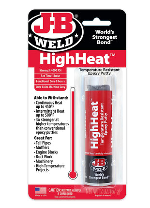 J-B Weld 8297 HighHeat 500 Degree Epoxy Putty Stick - 2 oz. , Grey