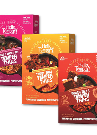 Ready to Cook Tempeh-All Thins Tempeh (Pack of 3)- 28g Clean Protein| High Fiber | More Protein & Fiber than Tofu & Cottage Cheese| Gut-Friendly | Gluten Free | Dairy Free | Vegan | Non GMO