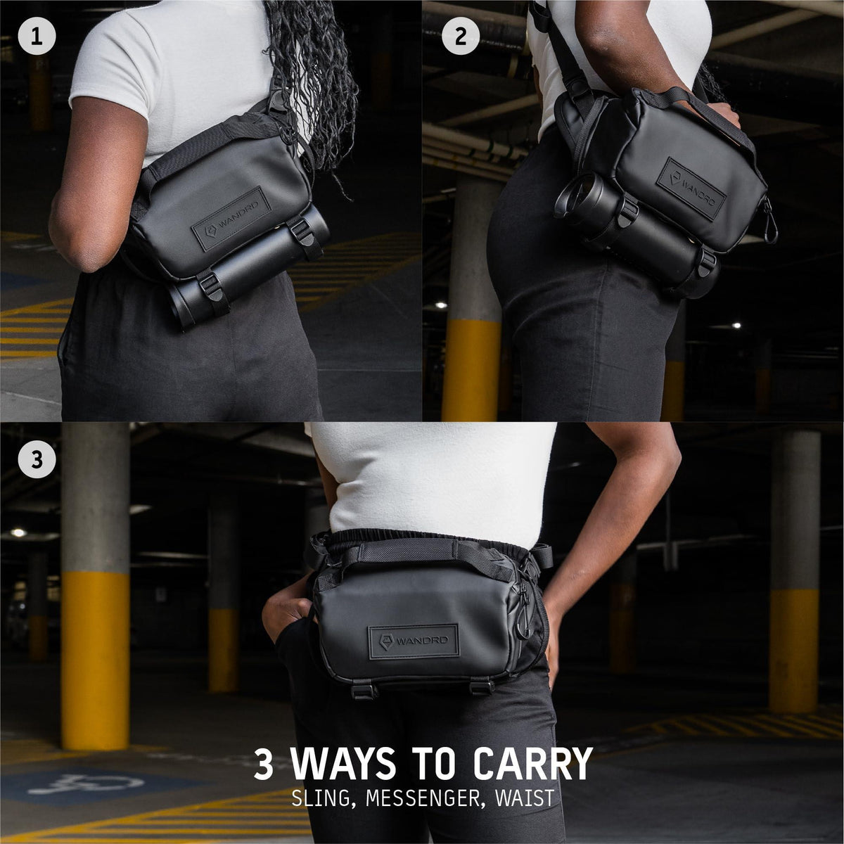 WANDRD ROGUE 3L Sling: Compact Camera Sling and Crossbody Bag with Fast Access, 3-Way Carry– Lightweight Everyday Bag Great for Travel, Photography, and Daily Use (Black)