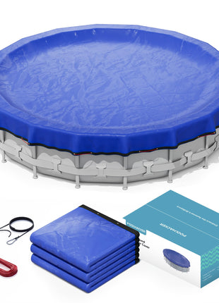 POOLHACKER 2025 Upgrade 24 ft Round Winter Pool Cover - 24ft Round Above Ground, 4 Foot Overlap Extra Thick 420D Pool Cover with Pulley and Cable